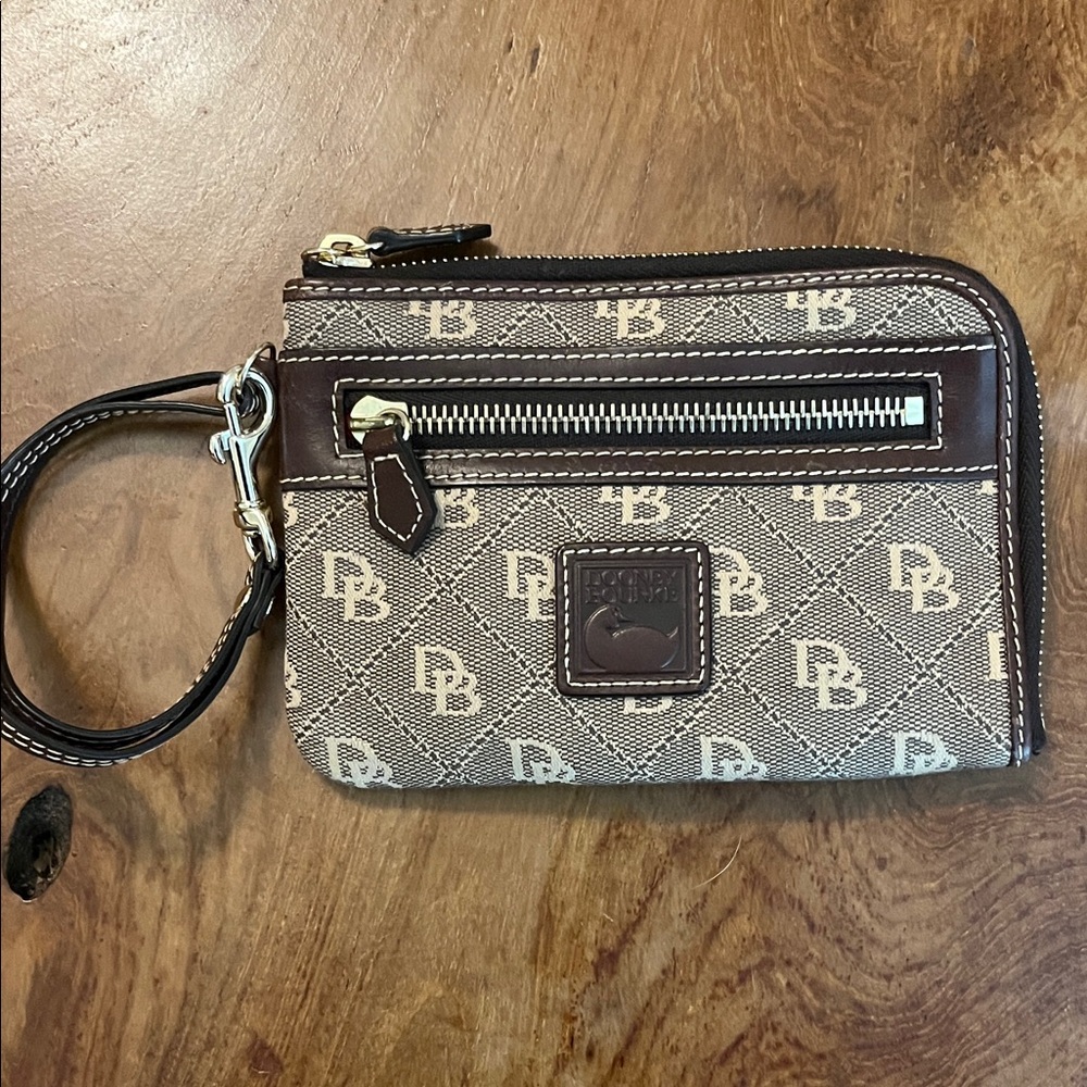Dooney & Bourke Brown and Cream Monogram Wristlet